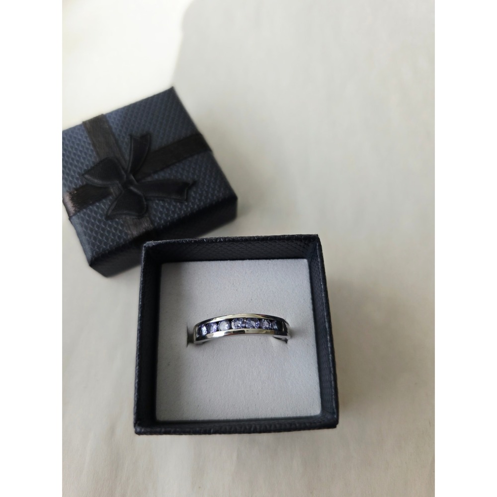Tanzanite Sterling Silver 925 Channel Set Band Ring Size 7.25